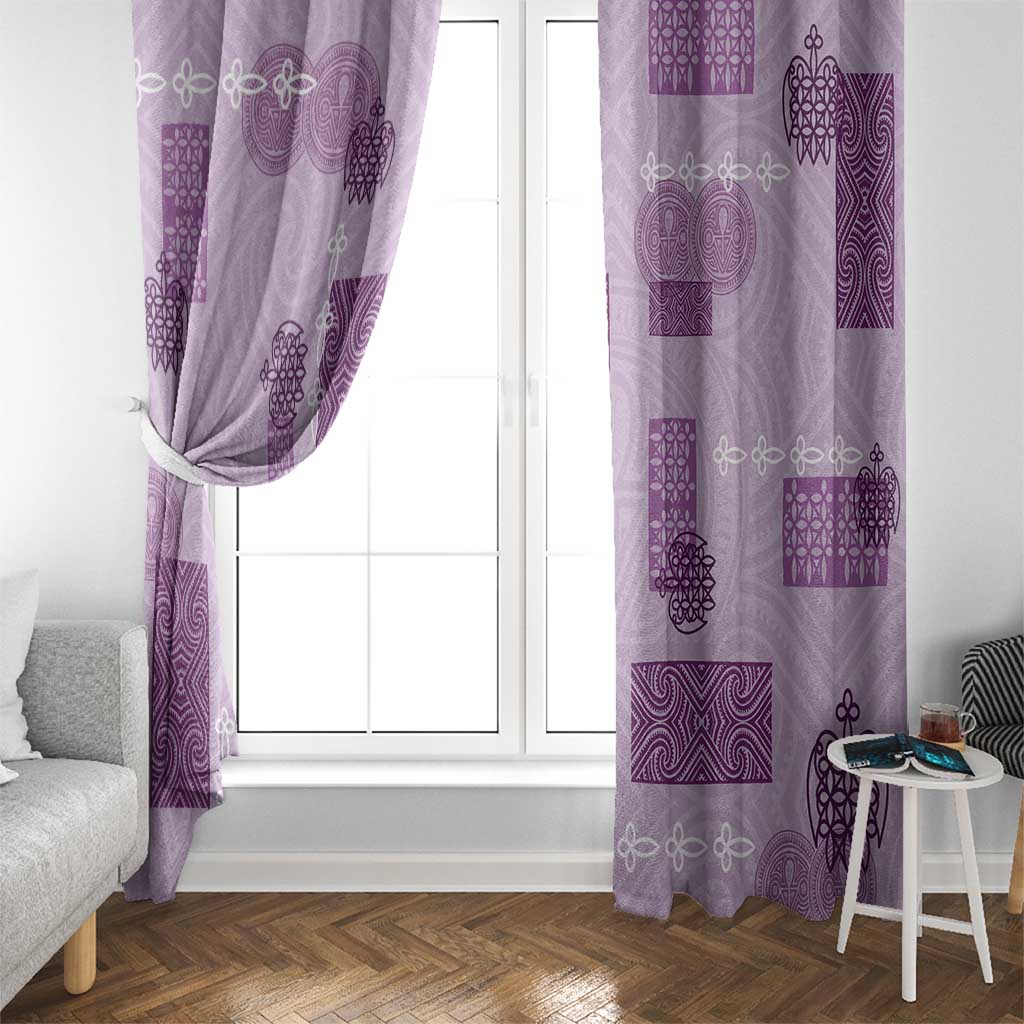 Vintage Lapita Window Curtain Iconic Double Face Pattern Violet