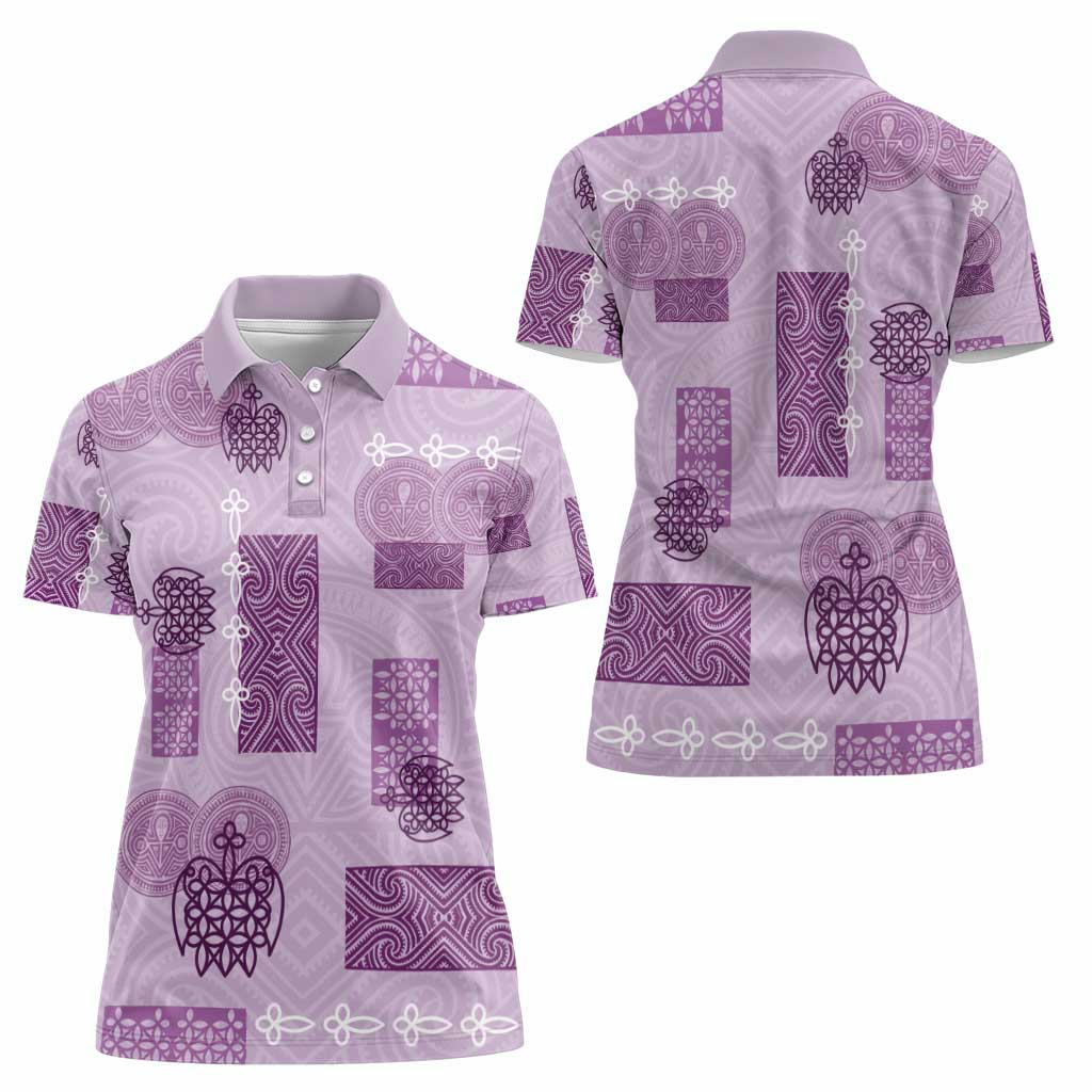 Vintage Lapita Women Polo Shirt Iconic Double Face Pattern Violet