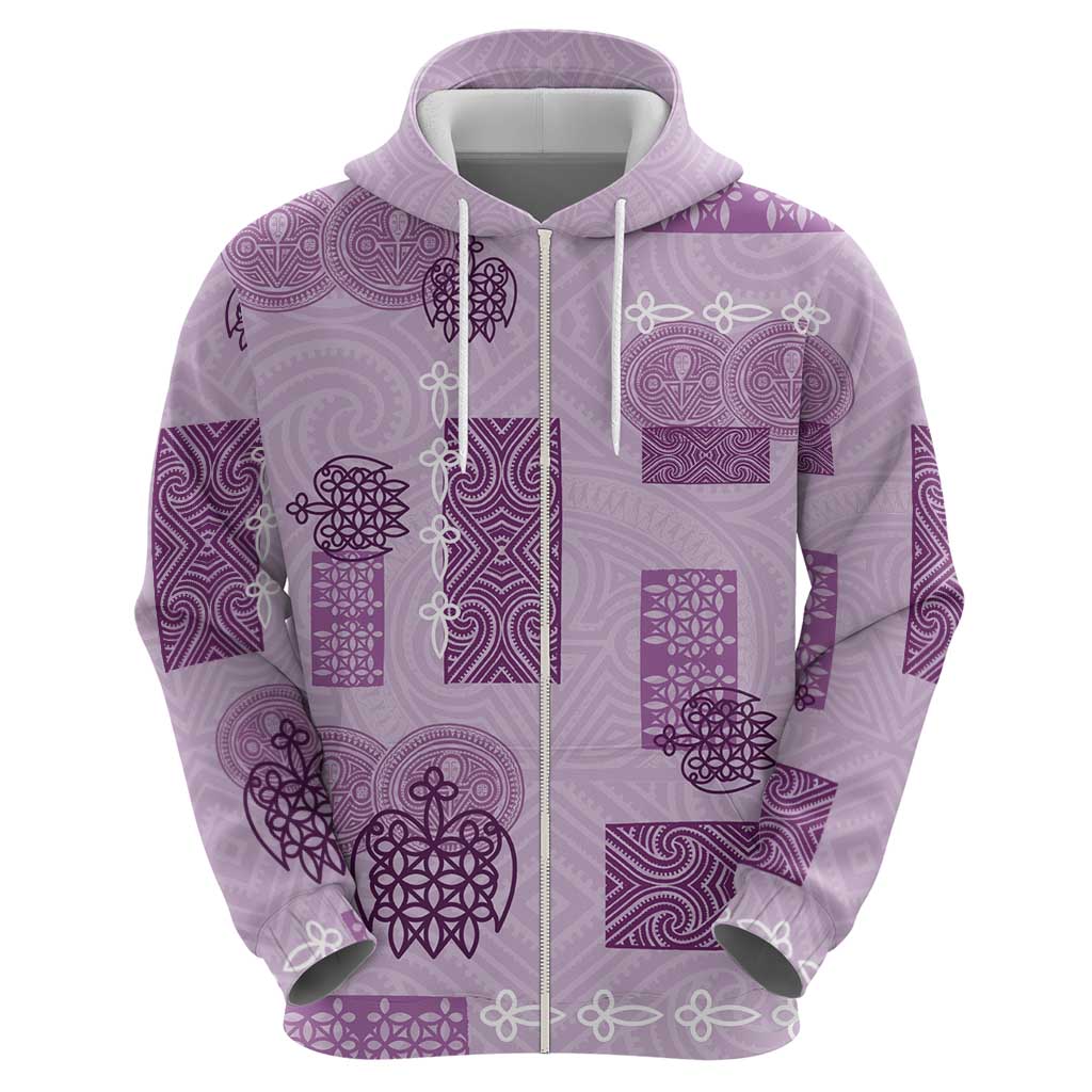 Vintage Lapita Zip Hoodie Iconic Double Face Pattern Violet