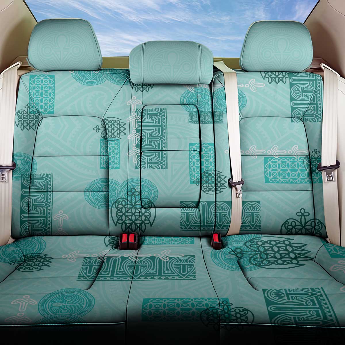 Vintage Lapita Back Car Seat Cover Iconic Double Face Pattern Turquoise