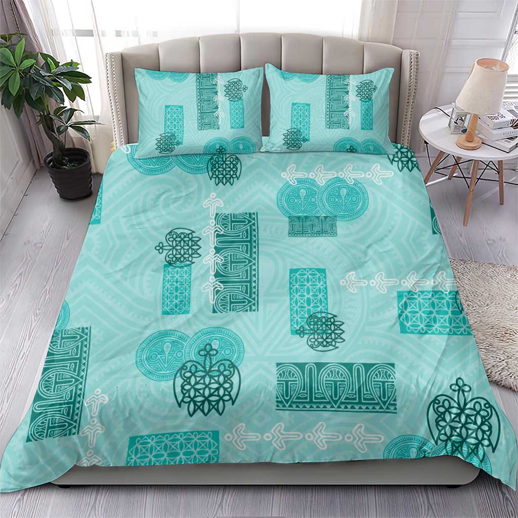 Vintage Lapita Bedding Set Iconic Double Face Pattern Turquoise