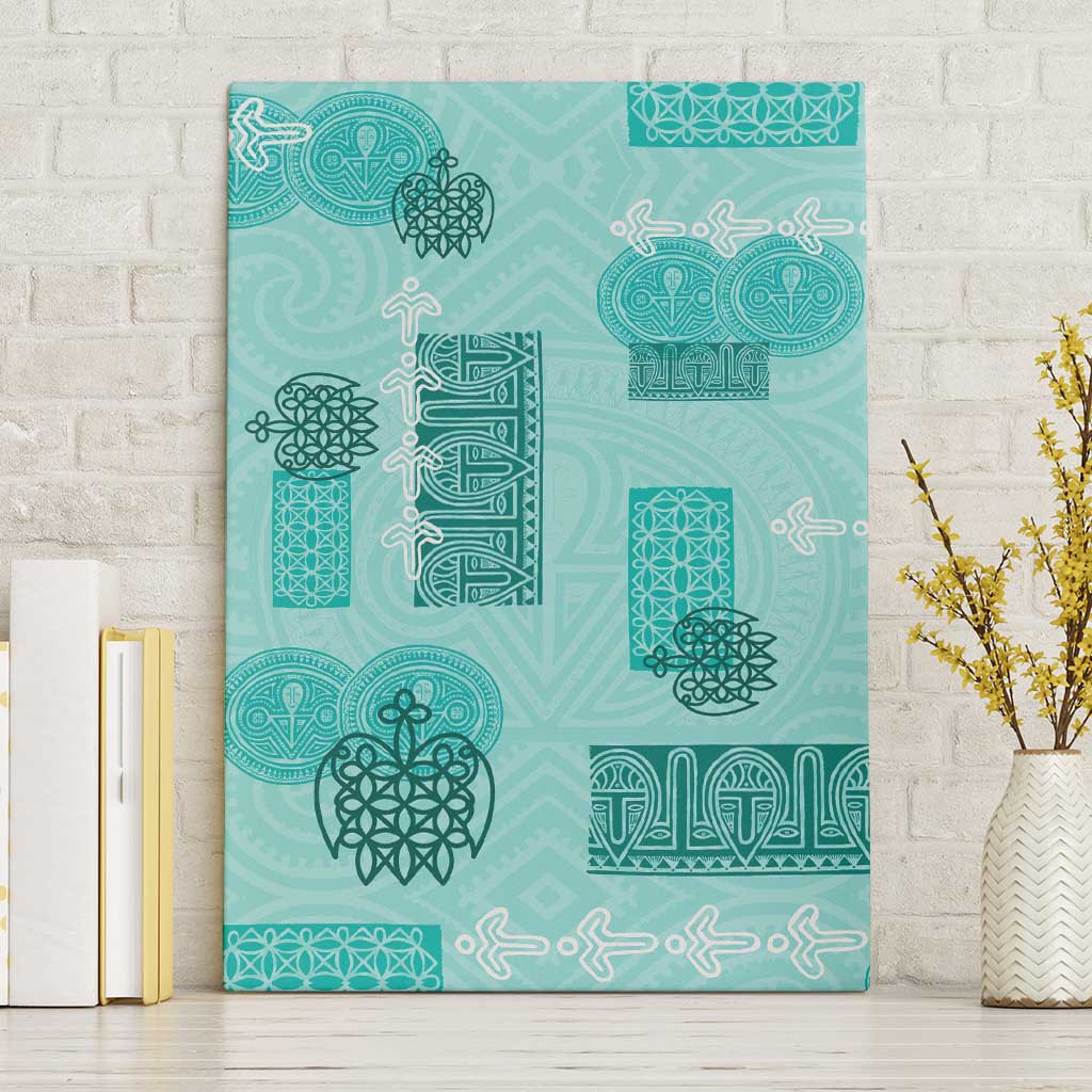 Vintage Lapita Canvas Wall Art Iconic Double Face Pattern Turquoise