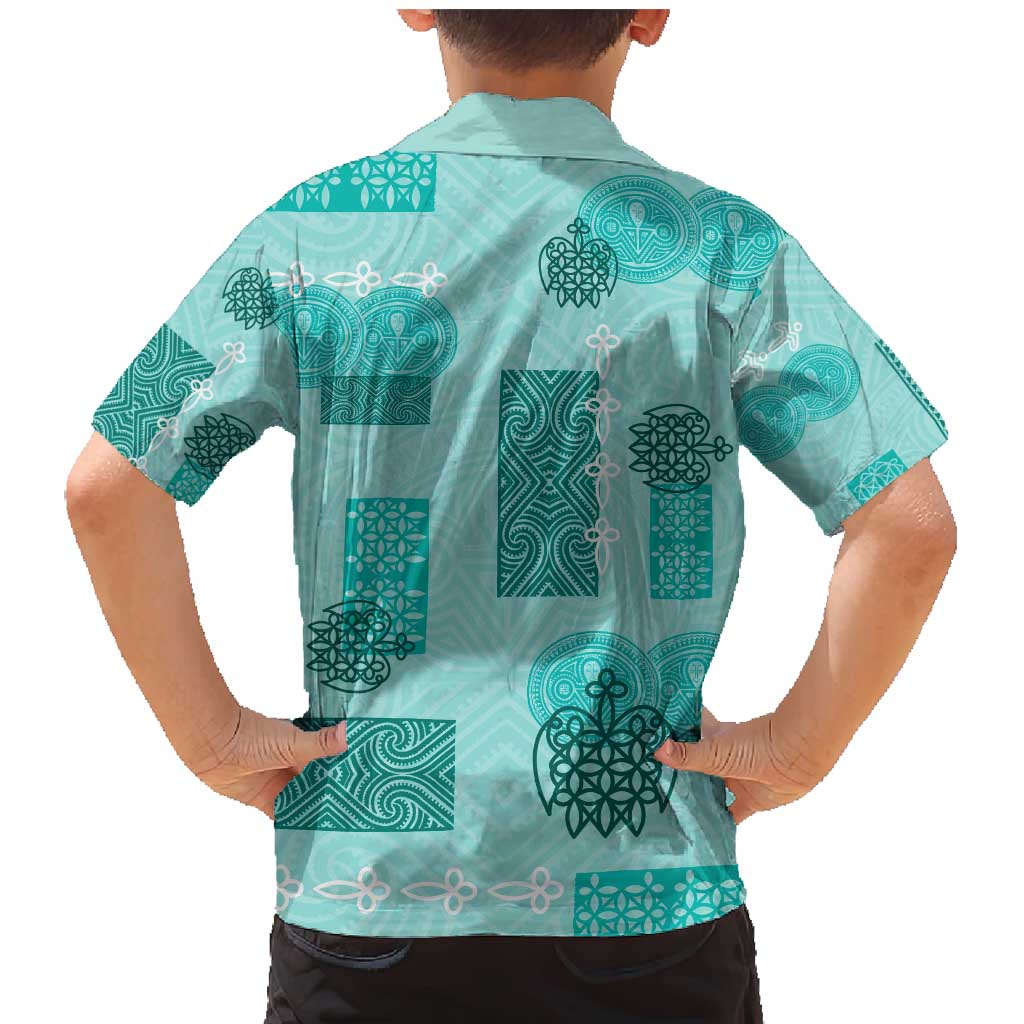 Vintage Lapita Family Matching Mermaid Dress and Hawaiian Shirt Iconic Double Face Pattern Turquoise LT05