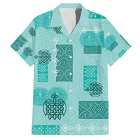 Vintage Lapita Family Matching Short Sleeve Bodycon Dress and Hawaiian Shirt Iconic Double Face Pattern Turquoise LT05