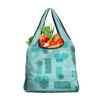 Vintage Lapita Grocery Bag Iconic Double Face Pattern Turquoise