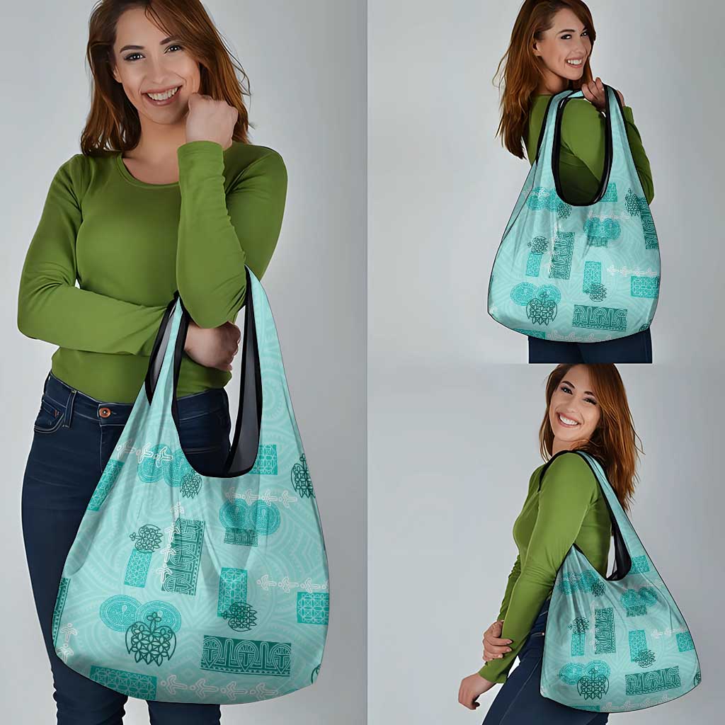 Vintage Lapita Grocery Bag Iconic Double Face Pattern Turquoise