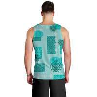 Vintage Lapita Men Tank Top Iconic Double Face Pattern Turquoise LT05
