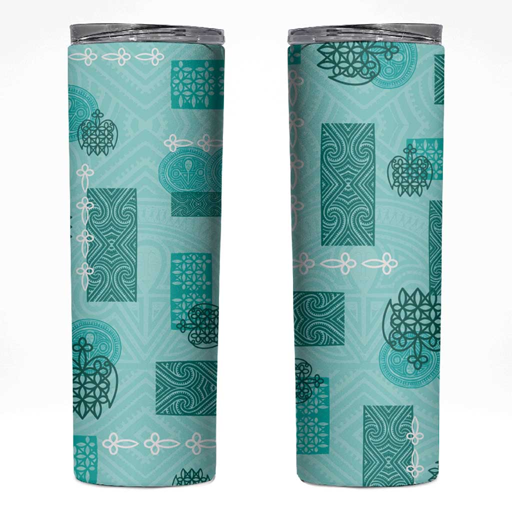 Vintage Lapita Skinny Tumbler Iconic Double Face Pattern Turquoise
