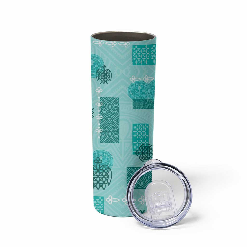 Vintage Lapita Skinny Tumbler Iconic Double Face Pattern Turquoise