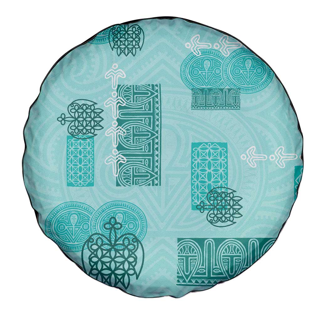 Vintage Lapita Spare Tire Cover Iconic Double Face Pattern Turquoise