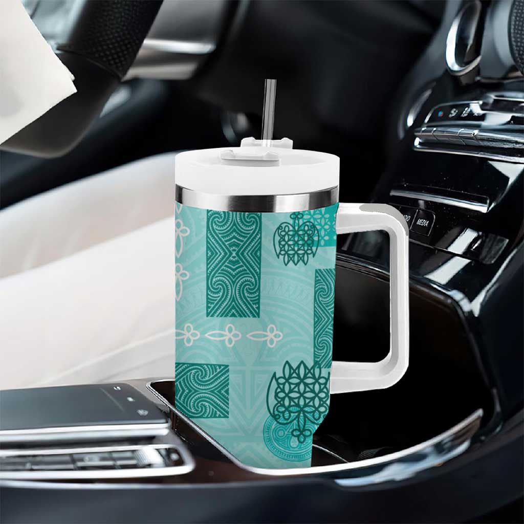 Vintage Lapita Tumbler With Handle Iconic Double Face Pattern Turquoise