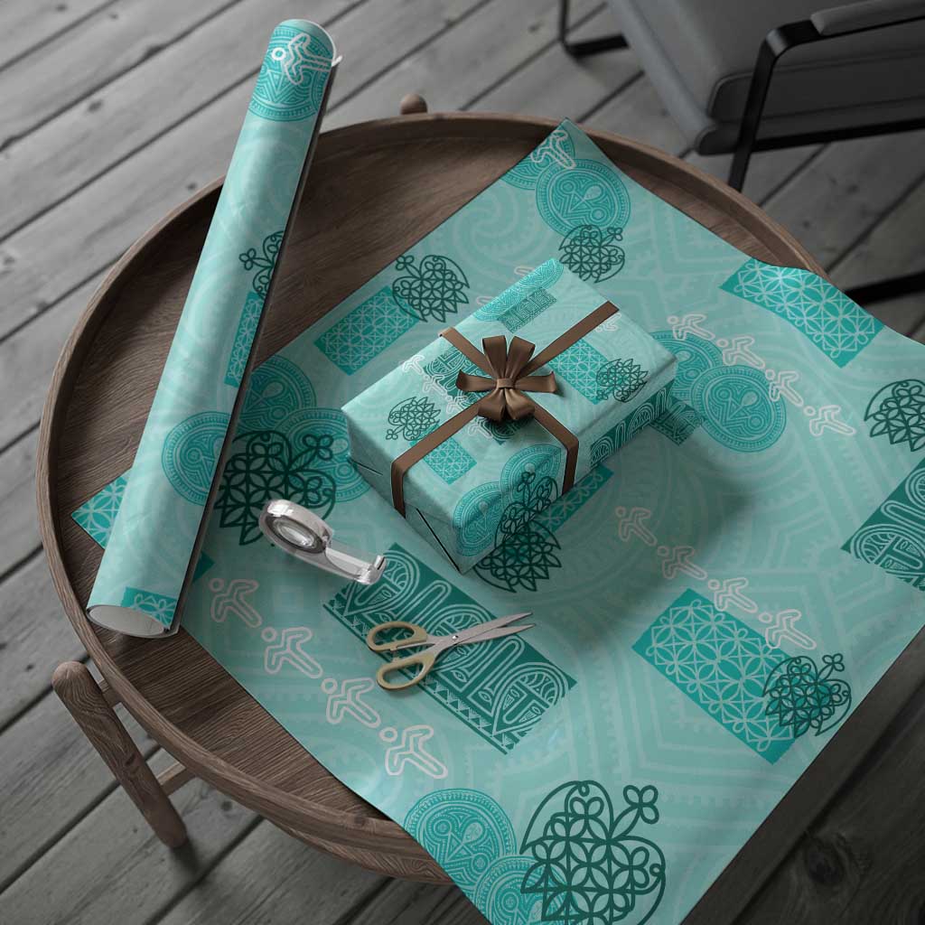 Vintage Lapita Wrapping Paper Iconic Double Face Pattern Turquoise - Polynesian Pride