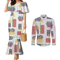 Vintage Lapita Couples Matching Mermaid Dress and Long Sleeve Button Shirt Iconic Double Face Pattern LT05 Colorful - Polynesian Pride