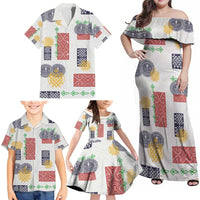 Vintage Lapita Family Matching Off Shoulder Maxi Dress and Hawaiian Shirt Iconic Double Face Pattern