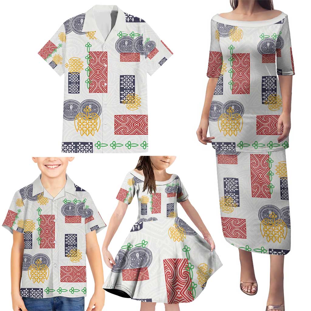Vintage Lapita Family Matching Puletasi and Hawaiian Shirt Iconic Double Face Pattern