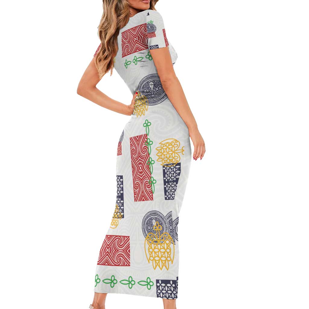 Vintage Lapita Family Matching Short Sleeve Bodycon Dress and Hawaiian Shirt Iconic Double Face Pattern