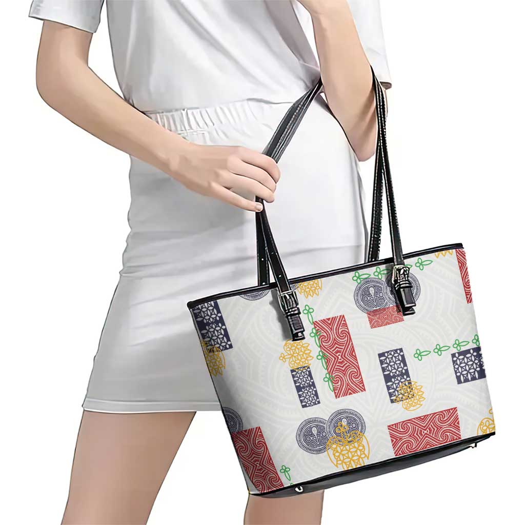 Vintage Lapita Leather Tote Bag Iconic Double Face Pattern