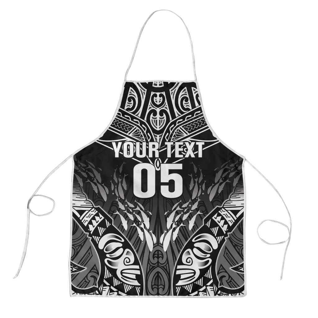 Custom New Zealand Fishing Apron Aotearoa Maori Koru LT05 Black - Polynesian Pride