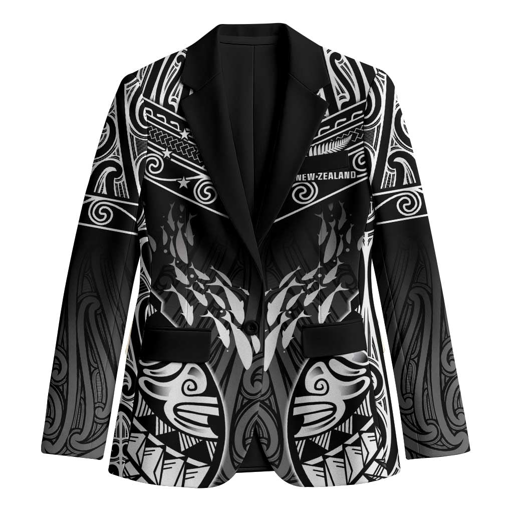 Custom New Zealand Fishing Blazer Aotearoa Maori Koru LT05 Unisex Black - Polynesian Pride