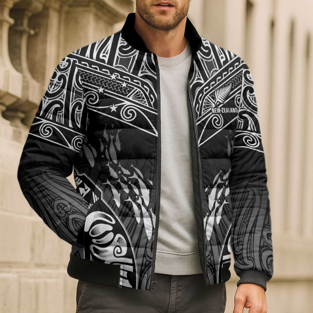 Custom New Zealand Fishing Bomber Puffer Jacket Aotearoa Maori Koru - Polynesian Pride