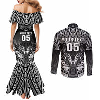 Custom New Zealand Fishing Couples Matching Mermaid Dress and Long Sleeve Button Shirt Aotearoa Maori Koru - Polynesian Pride