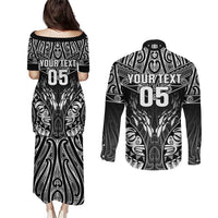 Custom New Zealand Fishing Couples Matching Puletasi and Long Sleeve Button Shirt Aotearoa Maori Koru - Polynesian Pride