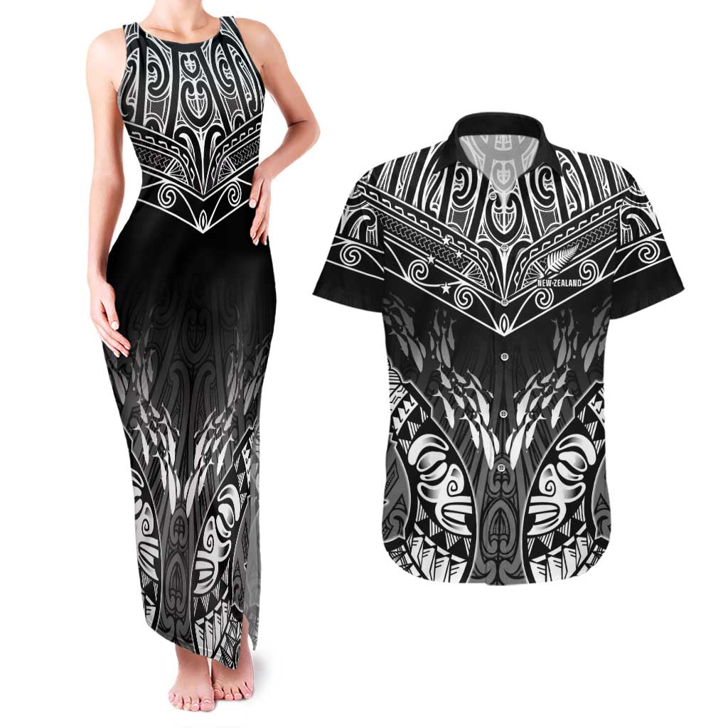 Custom New Zealand Fishing Couples Matching Tank Maxi Dress and Hawaiian Shirt Aotearoa Maori Koru - Polynesian Pride