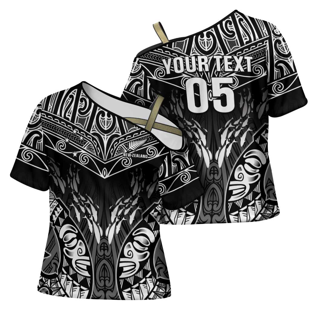 Custom New Zealand Fishing Cross Shoulder Shirt Aotearoa Maori Koru - Polynesian Pride