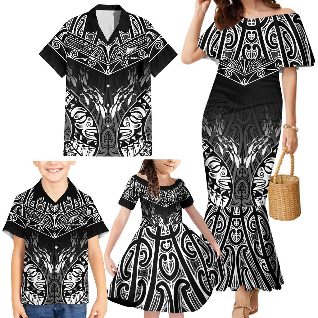 Custom New Zealand Fishing Family Matching Mermaid Dress and Hawaiian Shirt Aotearoa Maori Koru LT05 - Polynesian Pride