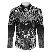 Custom New Zealand Fishing Family Matching Mermaid Dress and Hawaiian Shirt Aotearoa Maori Koru LT05 Dad's Shirt - Long Sleeve Black - Polynesian Pride