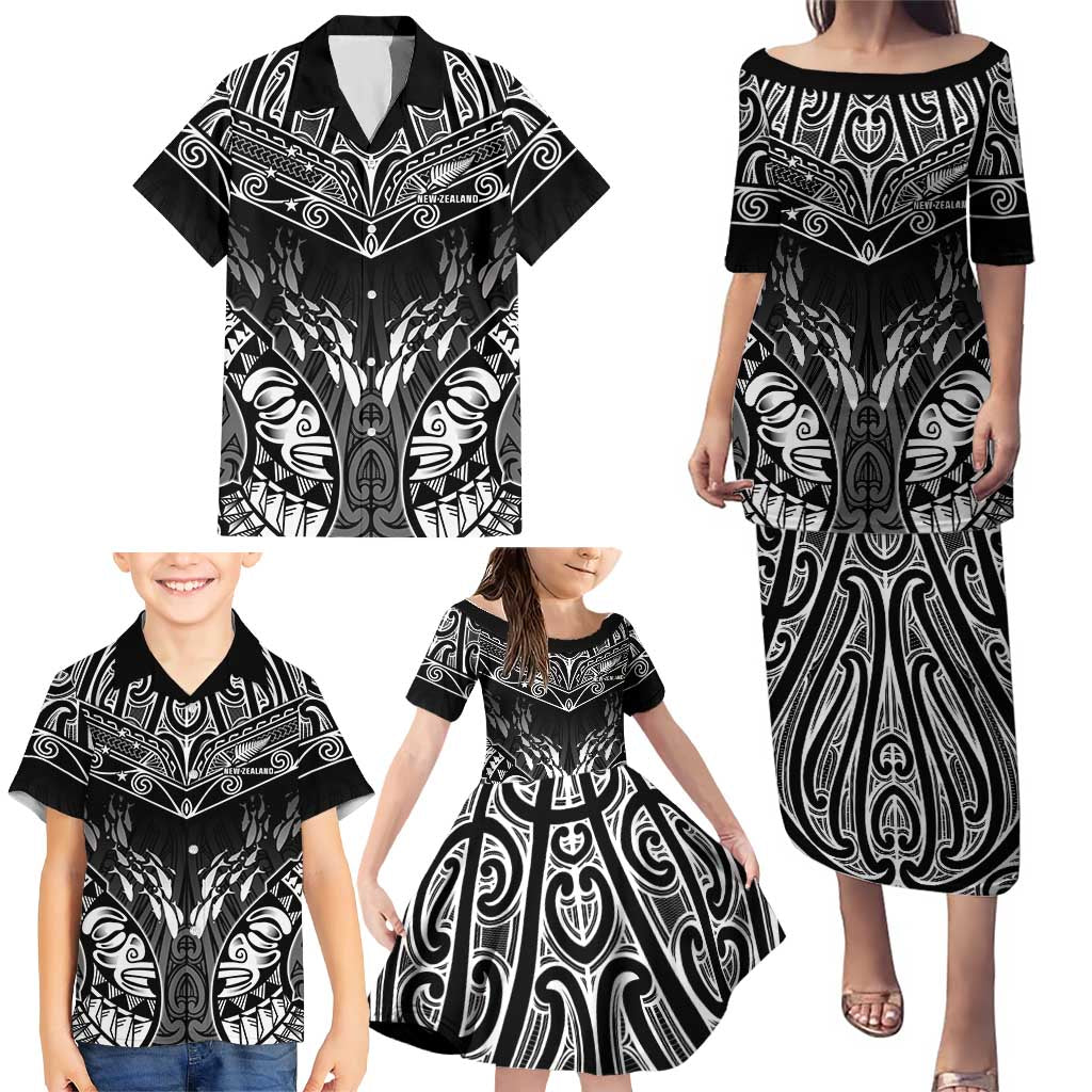 Custom New Zealand Fishing Family Matching Puletasi and Hawaiian Shirt Aotearoa Maori Koru - Polynesian Pride