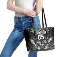 Custom New Zealand Fishing Leather Tote Bag Aotearoa Maori Koru - Polynesian Pride