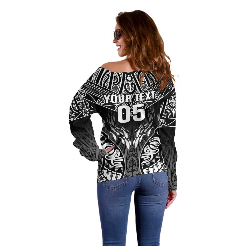 Custom New Zealand Fishing Off Shoulder Sweater Aotearoa Maori Koru - Polynesian Pride