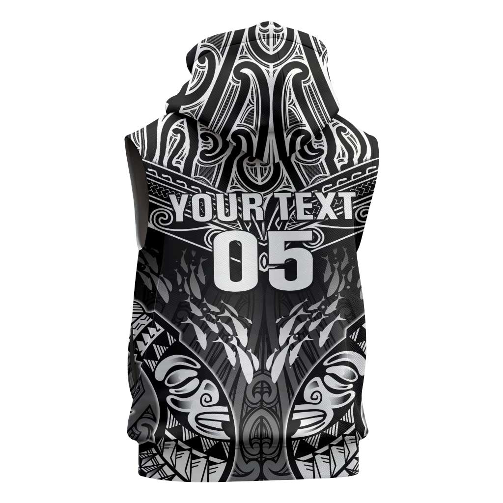 Custom New Zealand Fishing Sleeveless Hoodie Aotearoa Maori Koru LT05 - Polynesian Pride