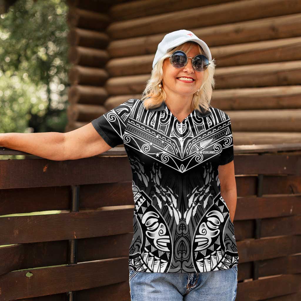 Custom New Zealand Fishing Women Polo Shirt Aotearoa Maori Koru - Polynesian Pride