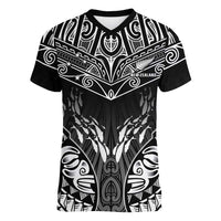 Custom New Zealand Fishing Women V-Neck T-Shirt Aotearoa Maori Koru - Polynesian Pride