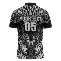 Custom New Zealand Fishing Zipper Polo Shirt Aotearoa Maori Koru - Polynesian Pride