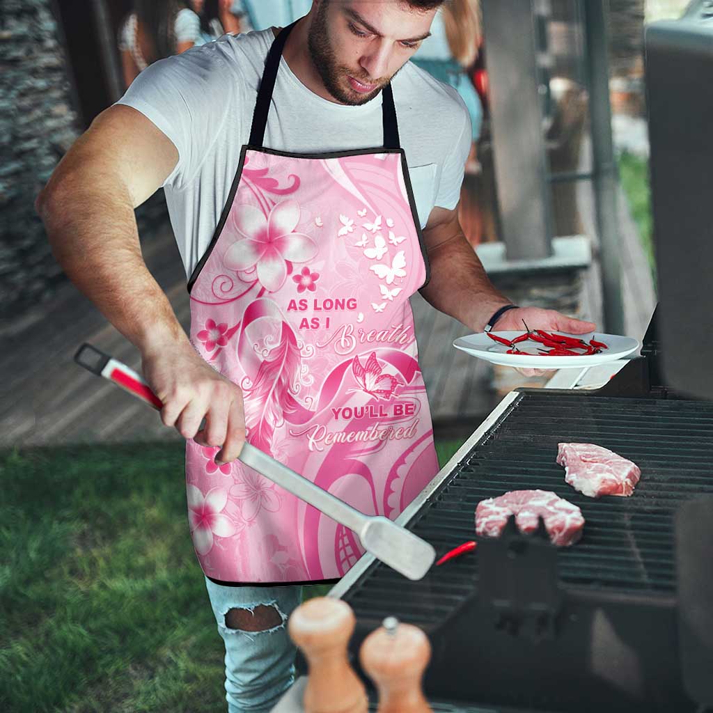 Memorial Pink Breast Cancer Awareness Apron Plumeria Floral Tribal Pattern - Polynesian Pride