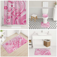 Memorial Pink Breast Cancer Awareness Bathroom Set Plumeria Floral Tribal Pattern LT05 - Polynesian Pride