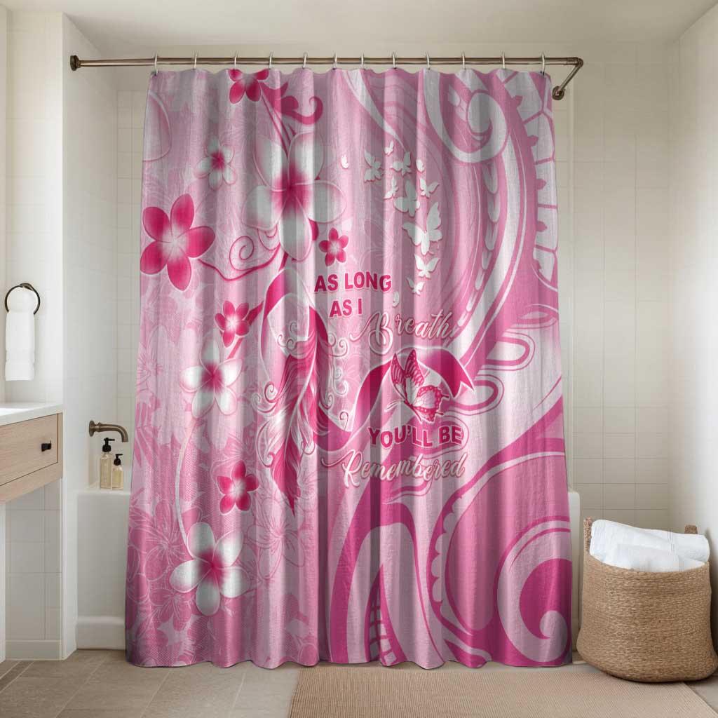 Memorial Pink Breast Cancer Awareness Bathroom Set Plumeria Floral Tribal Pattern LT05 Shower Curtain Only Pink - Polynesian Pride