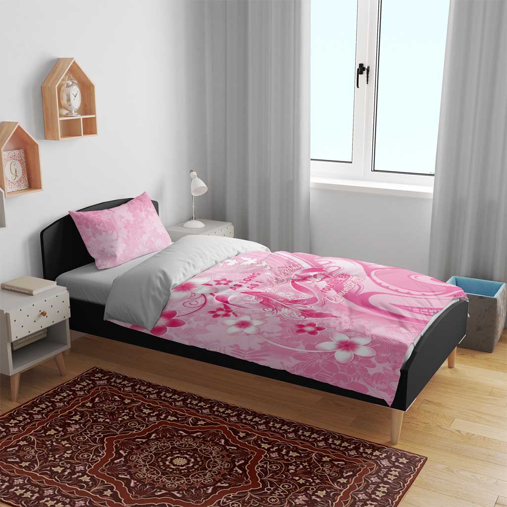 Memorial Pink Breast Cancer Awareness Bedding Set Plumeria Floral Tribal Pattern - Polynesian Pride