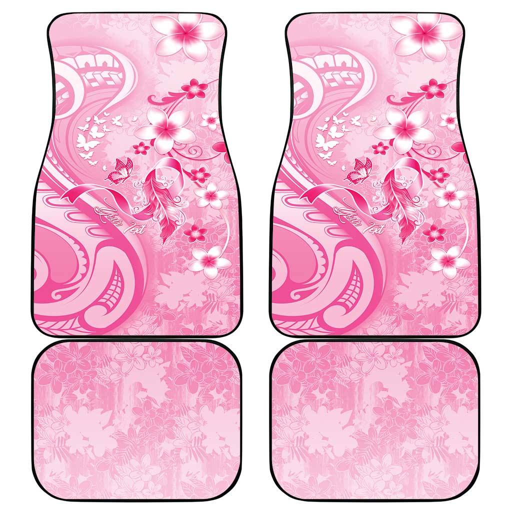 Personalised Memorial Pink Breast Cancer Awareness Car Mats Plumeria Floral Tribal Pattern LT05 - Polynesian Pride