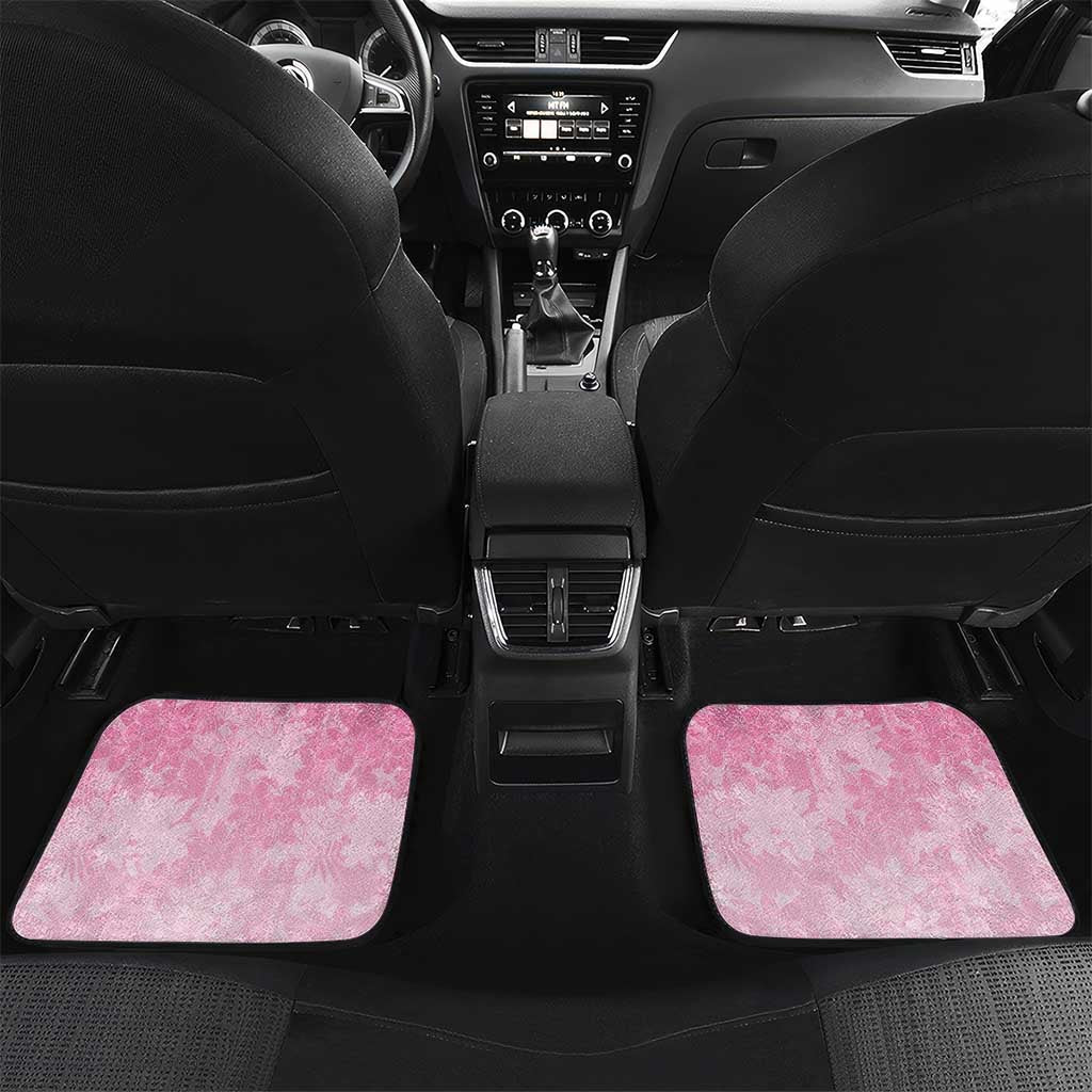 Personalised Memorial Pink Breast Cancer Awareness Car Mats Plumeria Floral Tribal Pattern LT05 Set 2pcs - Back Pink - Polynesian Pride