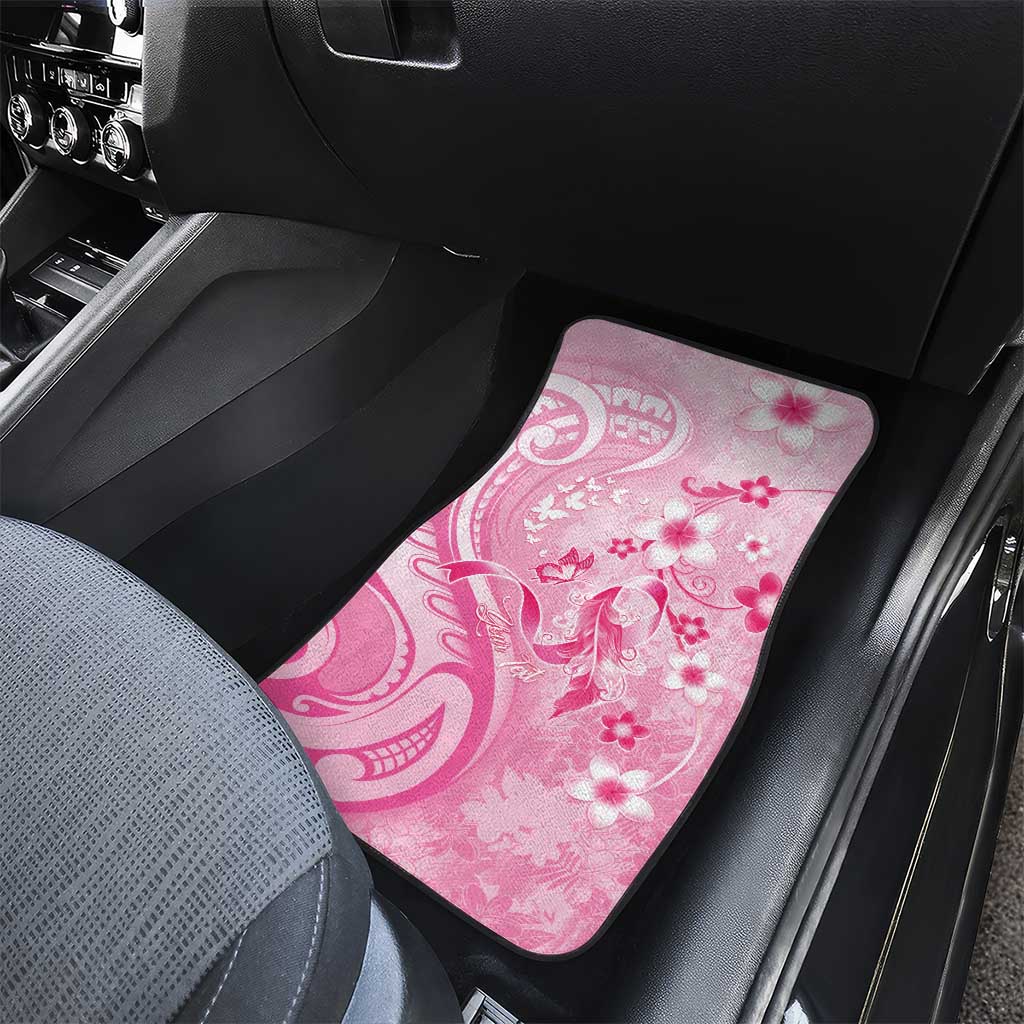 Personalised Memorial Pink Breast Cancer Awareness Car Mats Plumeria Floral Tribal Pattern LT05 - Polynesian Pride