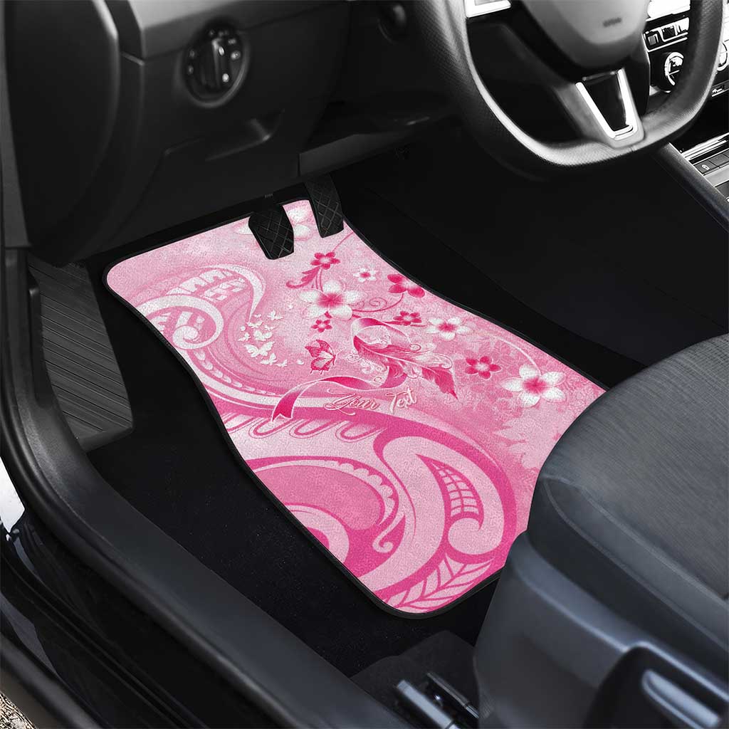Personalised Memorial Pink Breast Cancer Awareness Car Mats Plumeria Floral Tribal Pattern LT05 - Polynesian Pride