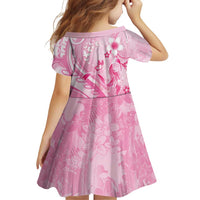 Personalised Memorial Pink Breast Cancer Awareness Family Matching Short Sleeve Bodycon Dress and Hawaiian Shirt Plumeria Floral Tribal Pattern LT05 - Polynesian Pride