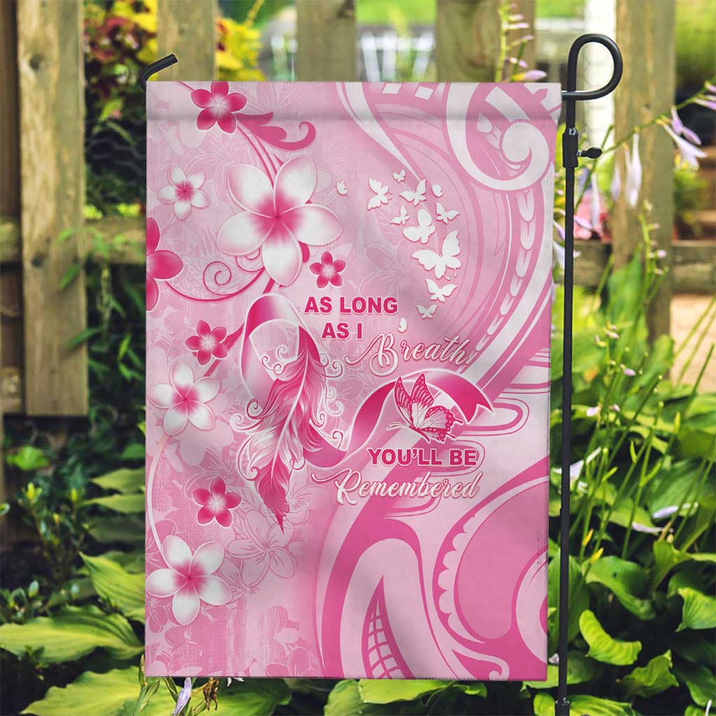 Memorial Pink Breast Cancer Awareness Garden Flag Plumeria Floral Tribal Pattern LT05 Garden Flag Pink - Polynesian Pride