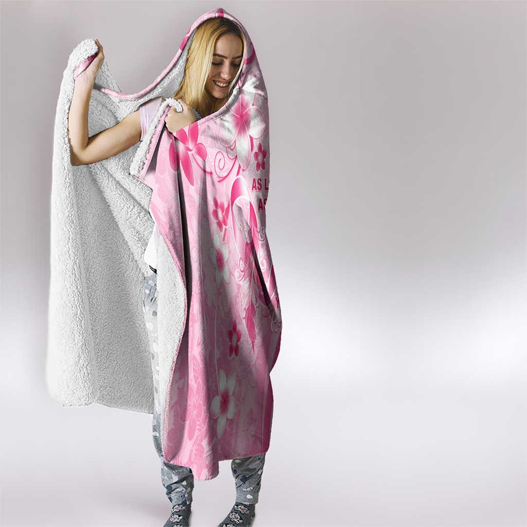 Memorial Pink Breast Cancer Awareness Hooded Blanket Plumeria Floral Tribal Pattern - Polynesian Pride
