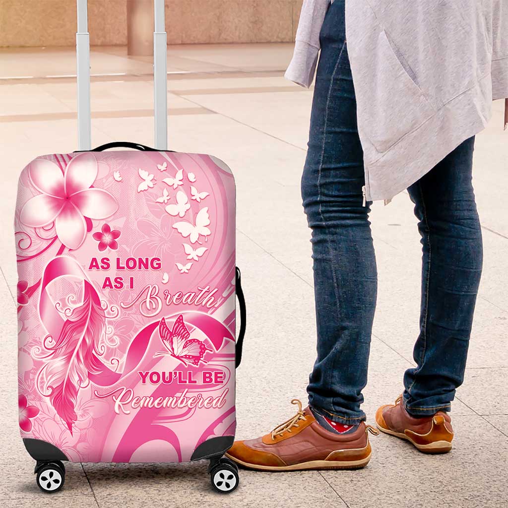 Memorial Pink Breast Cancer Awareness Luggage Cover Plumeria Floral Tribal Pattern LT05 Pink - Polynesian Pride