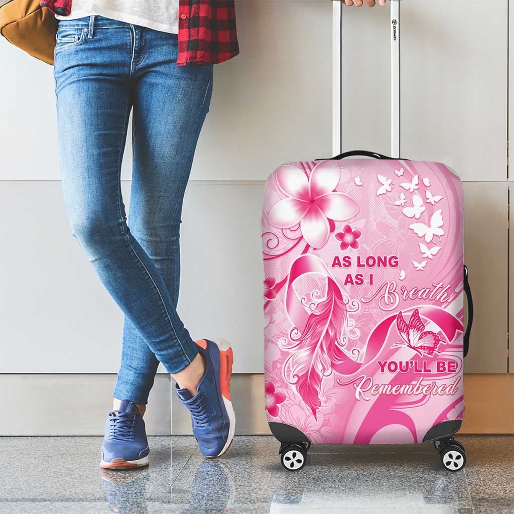 Memorial Pink Breast Cancer Awareness Luggage Cover Plumeria Floral Tribal Pattern LT05 - Polynesian Pride